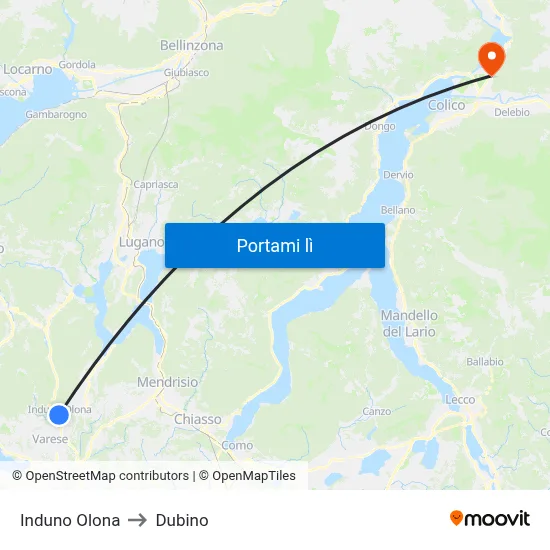 Induno Olona to Dubino map