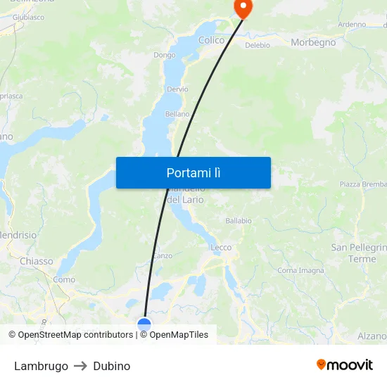 Lambrugo to Dubino map