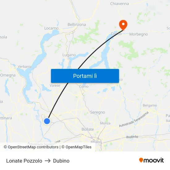 Lonate Pozzolo to Dubino map
