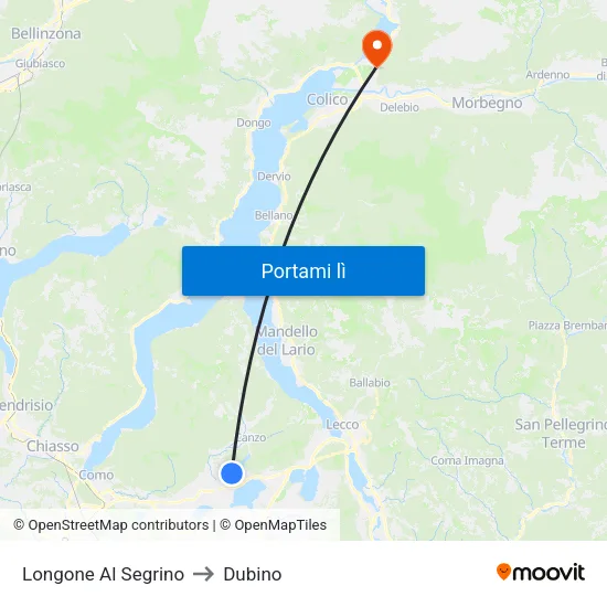 Longone Al Segrino to Dubino map