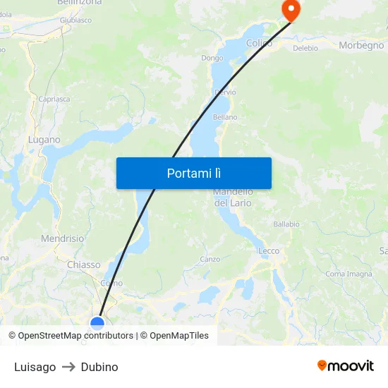 Luisago to Dubino map