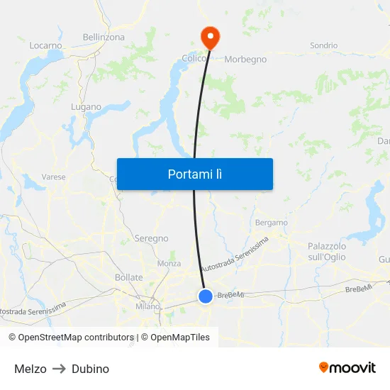 Melzo to Dubino map