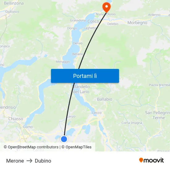 Merone to Dubino map