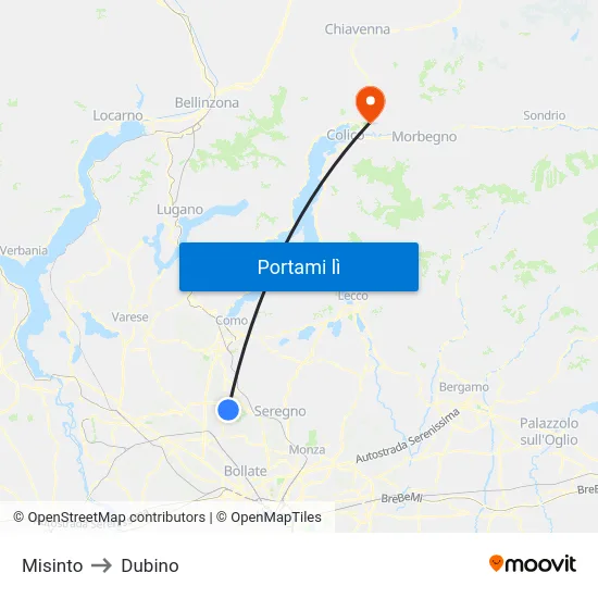 Misinto to Dubino map