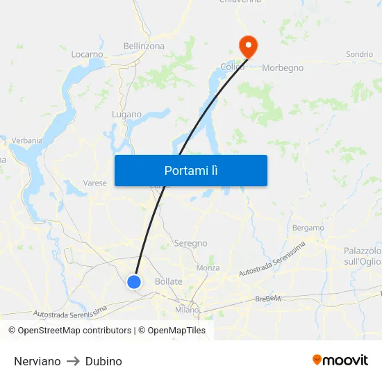 Nerviano to Dubino map