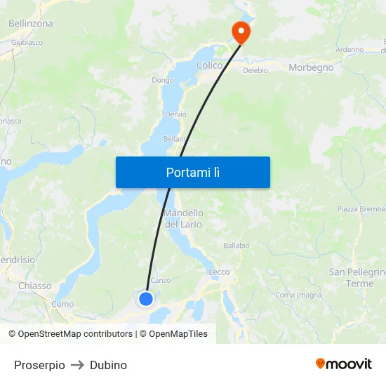 Proserpio to Dubino map