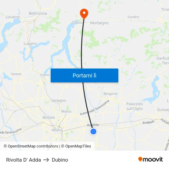 Rivolta D' Adda to Dubino map