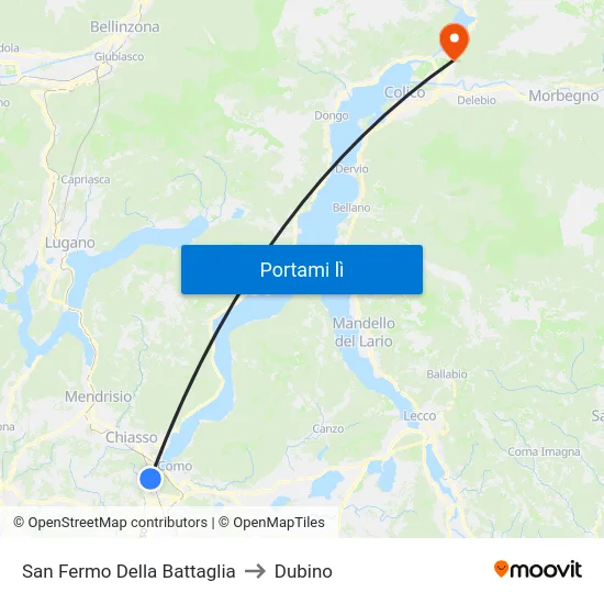 San Fermo Della Battaglia to Dubino map