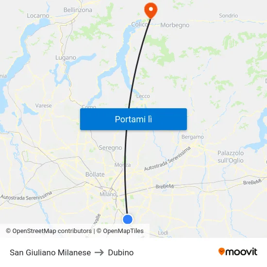 San Giuliano Milanese to Dubino map