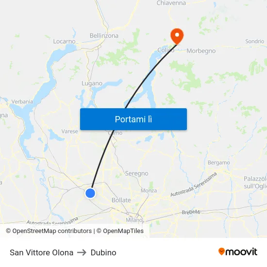 San Vittore Olona to Dubino map