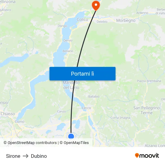 Sirone to Dubino map