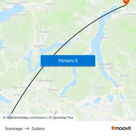 Sumirago to Dubino map