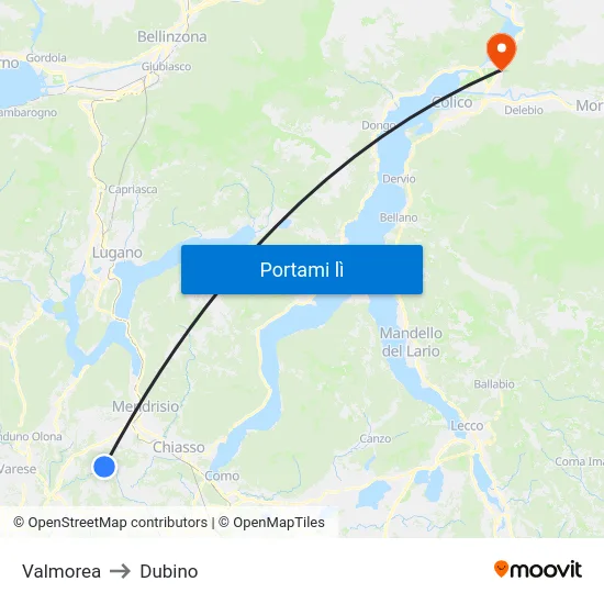 Valmorea to Dubino map