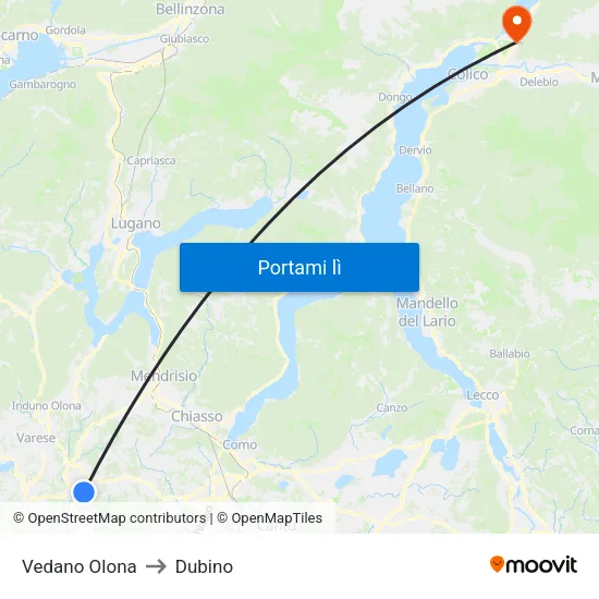 Vedano Olona to Dubino map