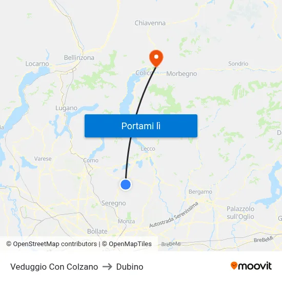 Veduggio Con Colzano to Dubino map