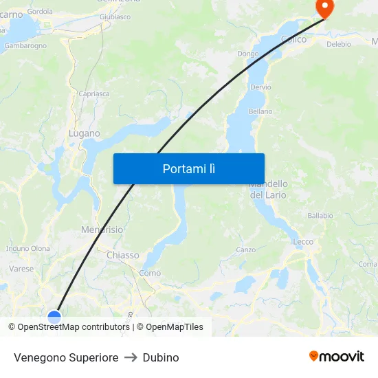 Venegono Superiore to Dubino map