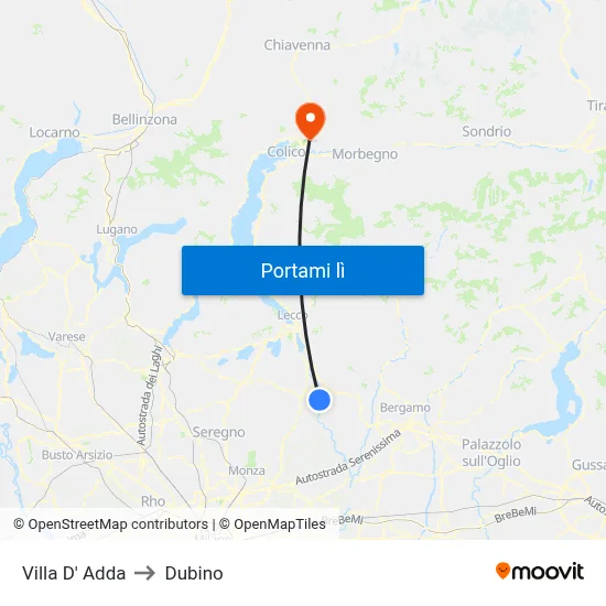 Villa D' Adda to Dubino map