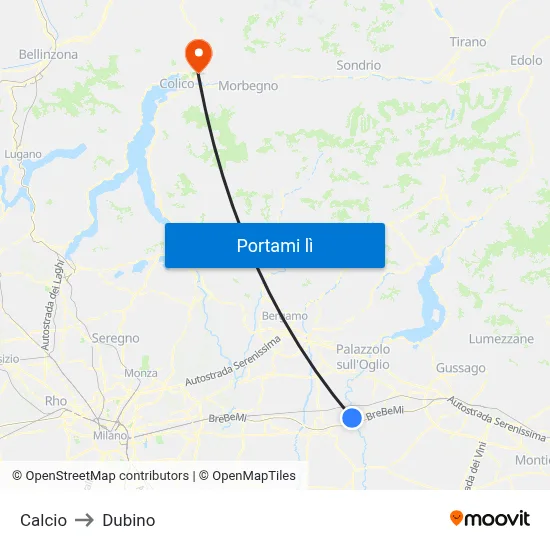 Calcio to Dubino map