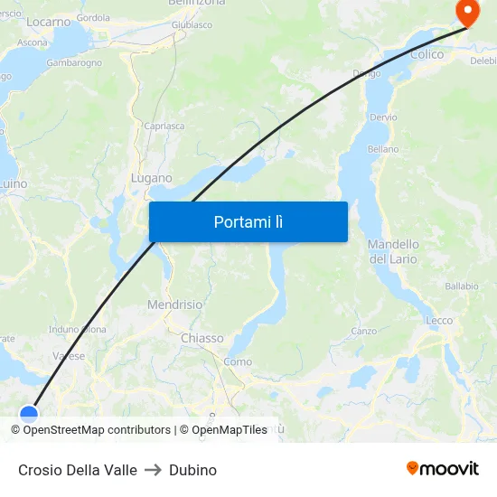 Crosio Della Valle to Dubino map