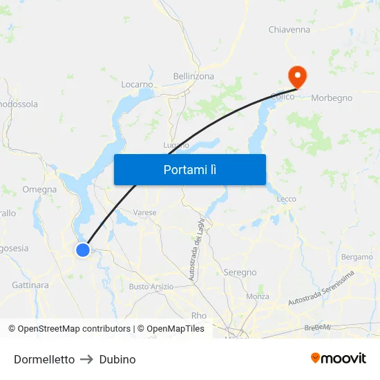 Dormelletto to Dubino map