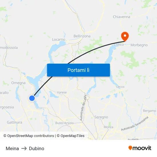 Meina to Dubino map