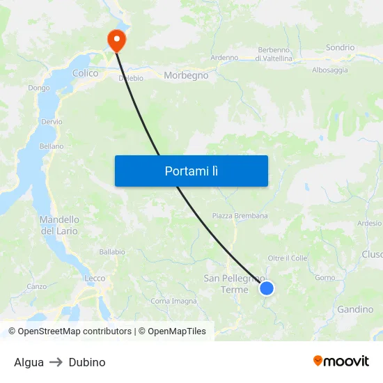 Algua to Dubino map