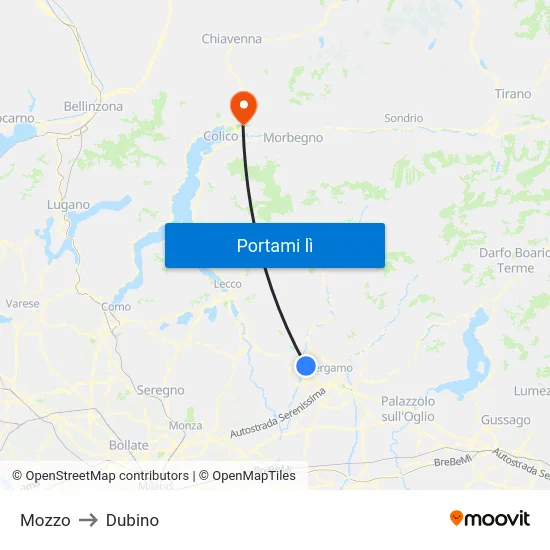 Mozzo to Dubino map