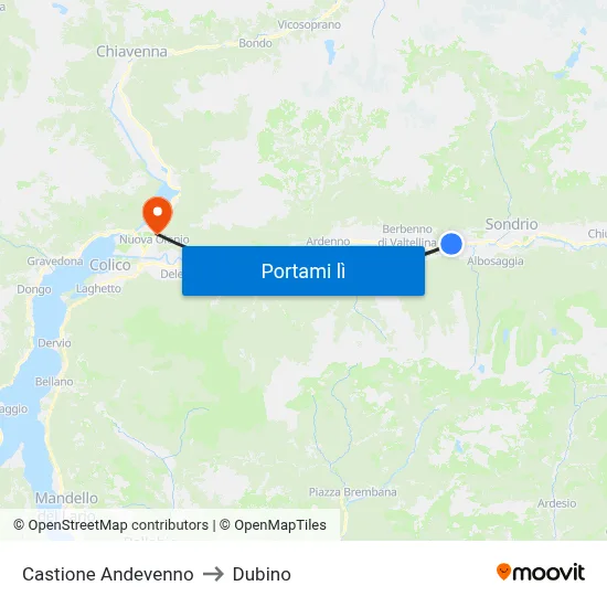 Castione Andevenno to Dubino map