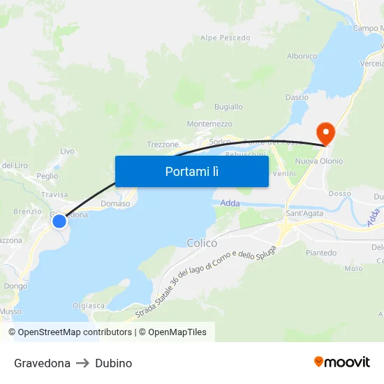 Gravedona to Dubino map