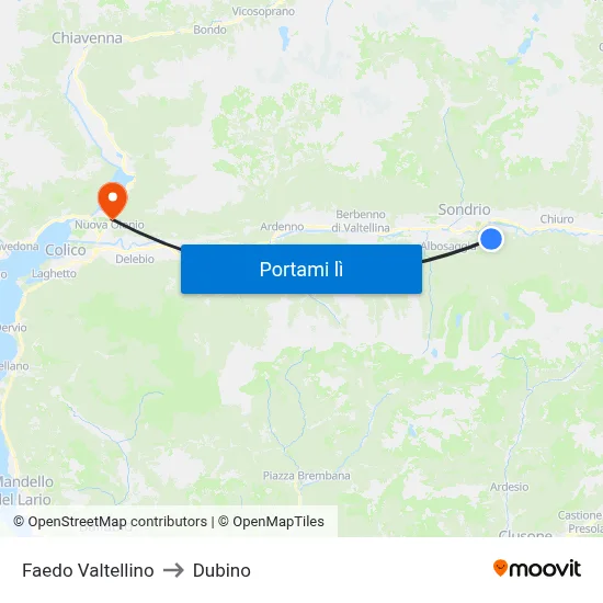 Faedo Valtellino to Dubino map