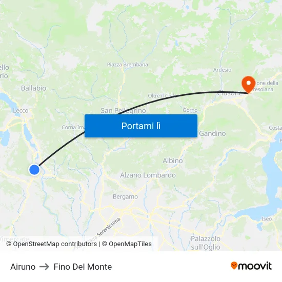 Airuno to Fino Del Monte map