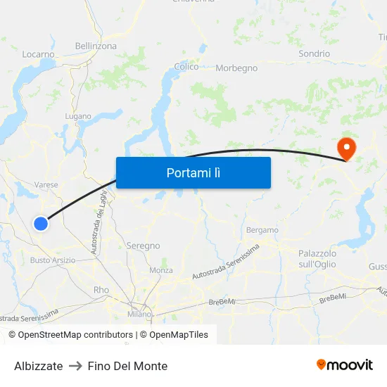 Albizzate to Fino Del Monte map