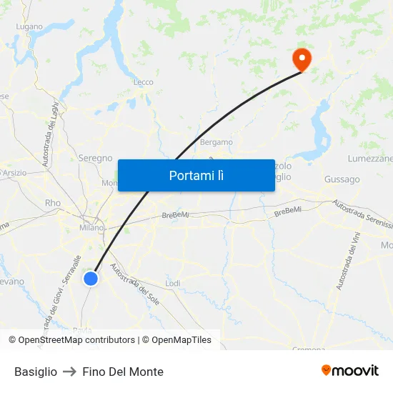 Basiglio to Fino Del Monte map
