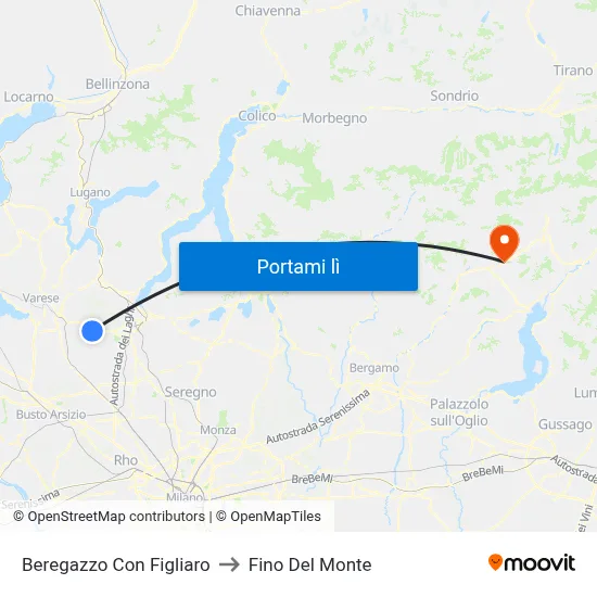 Beregazzo Con Figliaro to Fino Del Monte map