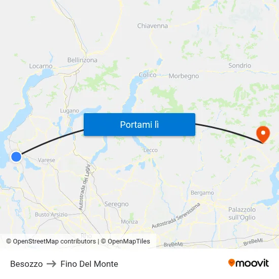 Besozzo to Fino Del Monte map