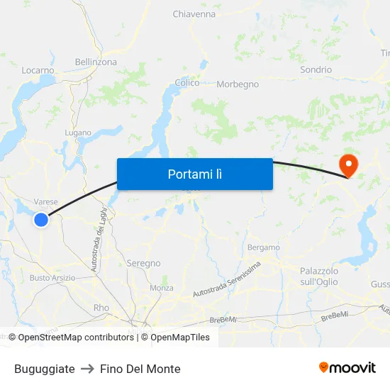 Buguggiate to Fino Del Monte map
