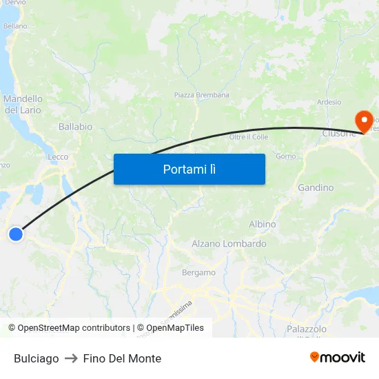 Bulciago to Fino Del Monte map