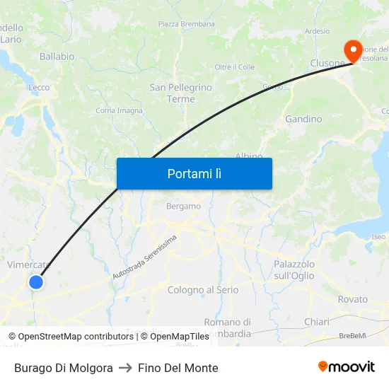 Burago Di Molgora to Fino Del Monte map