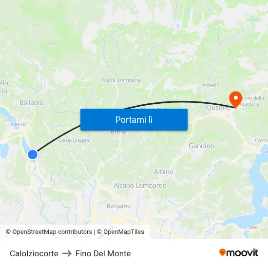 Calolziocorte to Fino Del Monte map