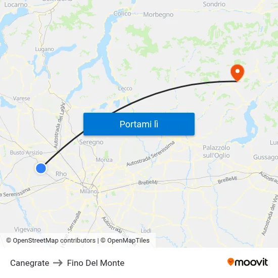 Canegrate to Fino Del Monte map