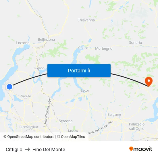 Cittiglio to Fino Del Monte map