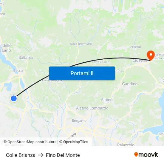 Colle Brianza to Fino Del Monte map