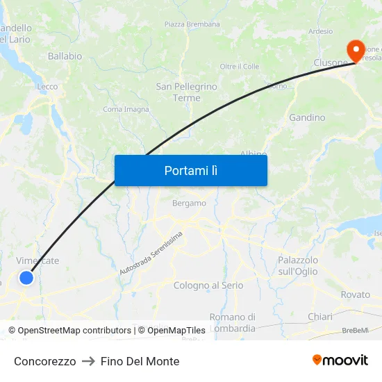 Concorezzo to Fino Del Monte map