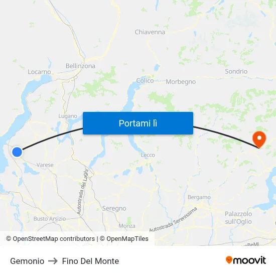 Gemonio to Fino Del Monte map