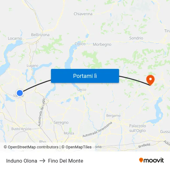 Induno Olona to Fino Del Monte map