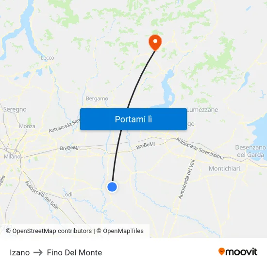 Izano to Fino Del Monte map