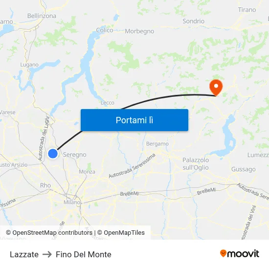 Lazzate to Fino Del Monte map