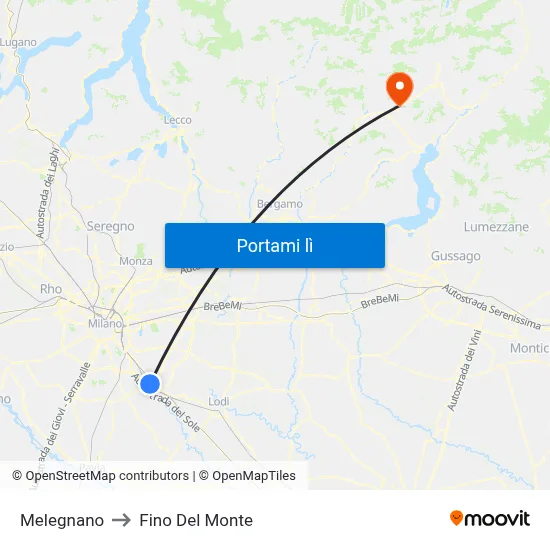 Melegnano to Fino Del Monte map