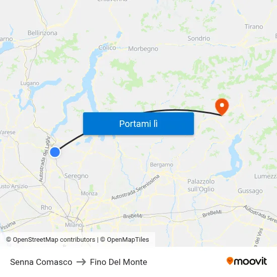 Senna Comasco to Fino Del Monte map