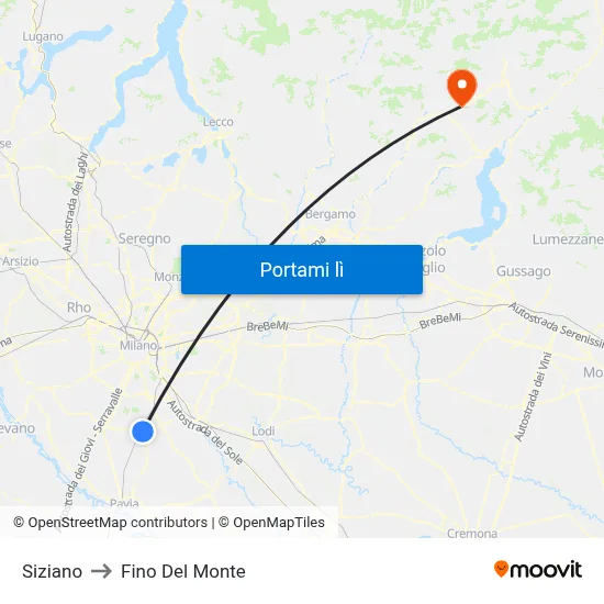 Siziano to Fino Del Monte map